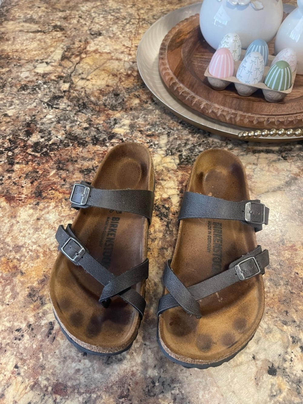 Birkenstock Grey Strappy Two-Buckle Sandals